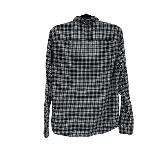 AllSaints Petro Shirt Button Down‎ Long Sleeve Flannel Check Black Size Medium - Picture 6 of 11